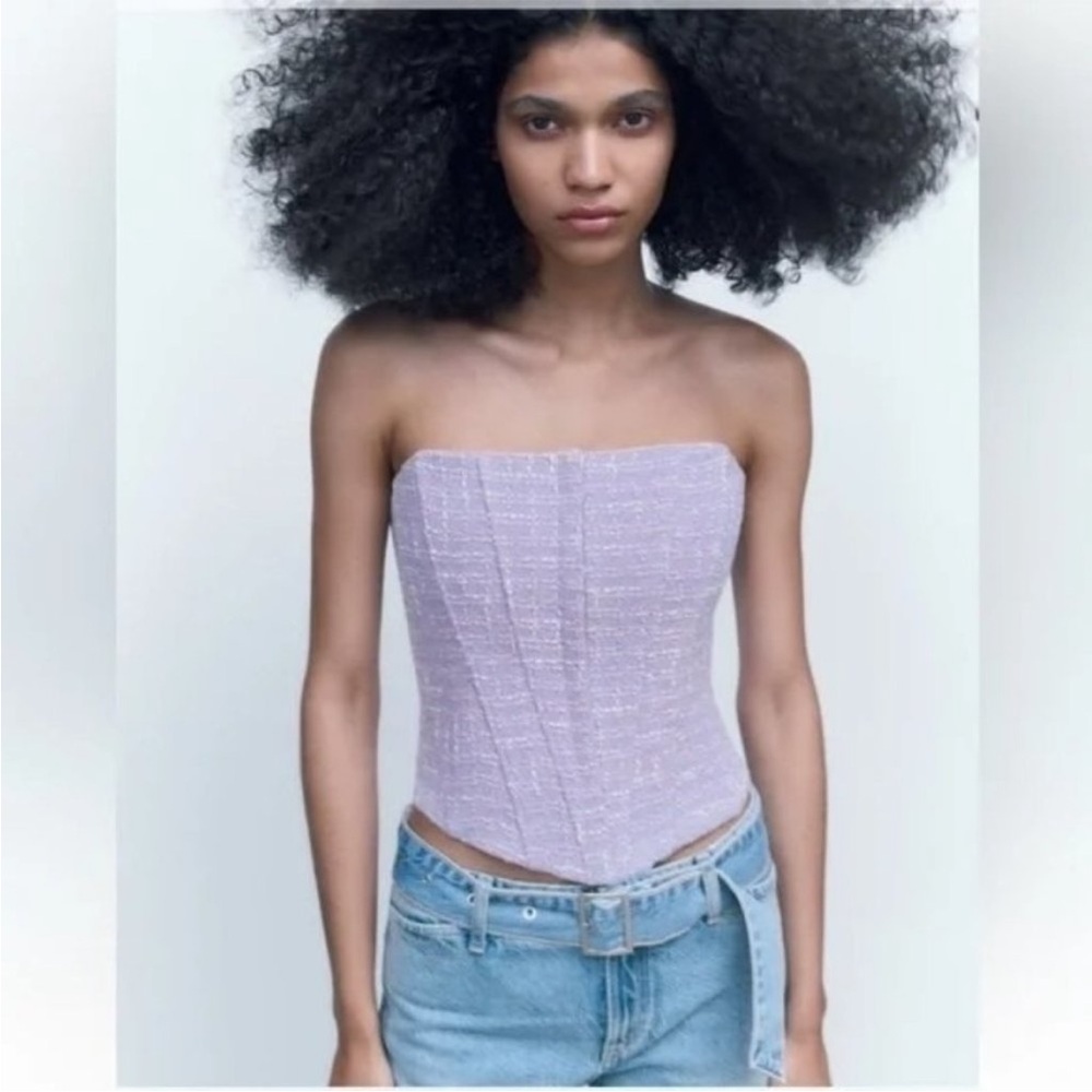 Zara Lilac Tweed Corset Top
